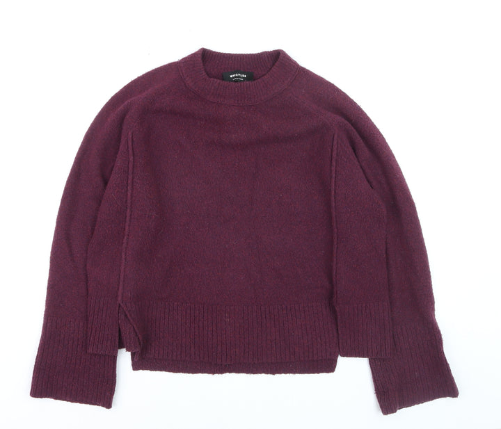 Whistles Women Purple Wool Blend Crew Neck Relaxed Fit Jumper Size S