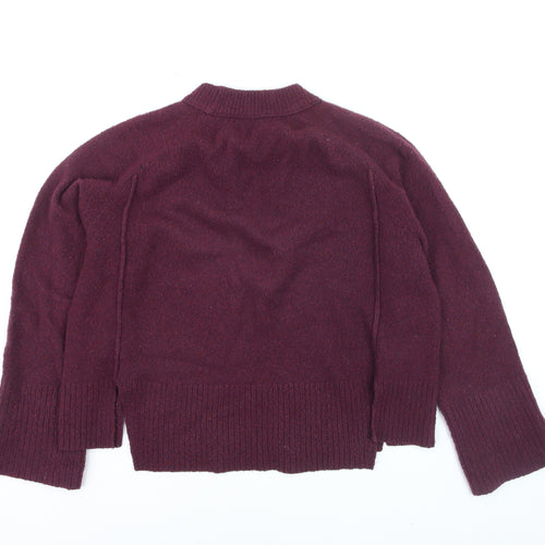 Whistles Women Purple Wool Blend Crew Neck Relaxed Fit Jumper Size S