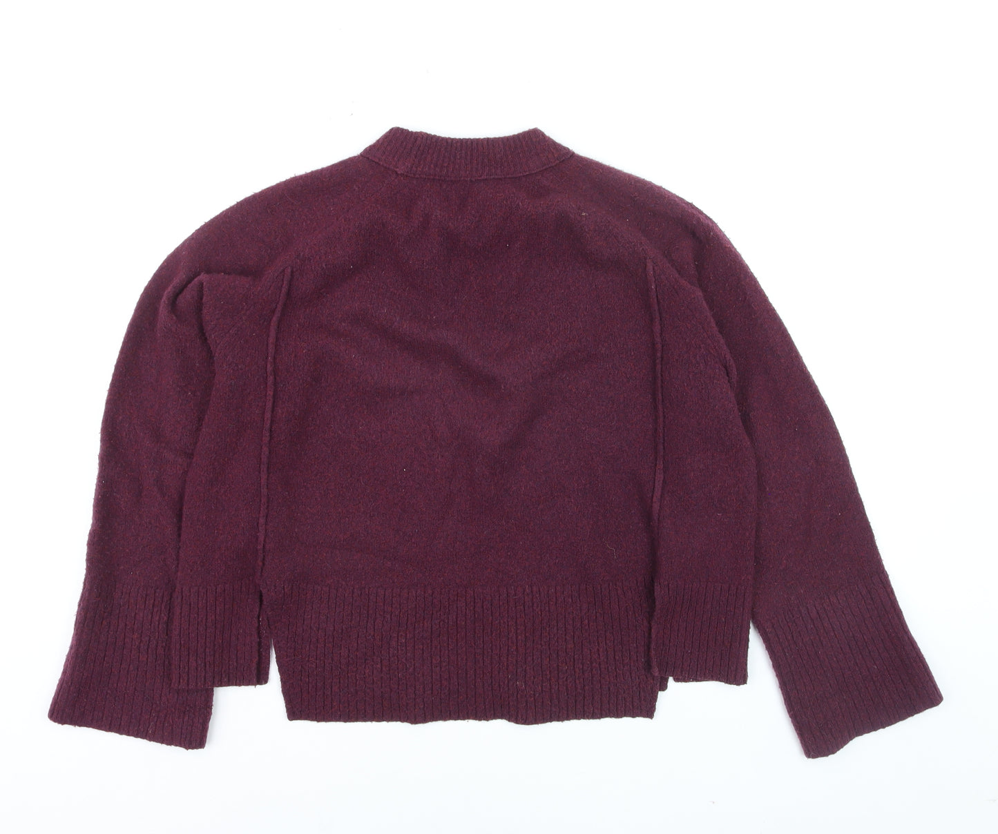 Whistles Women Purple Wool Blend Crew Neck Relaxed Fit Jumper Size S