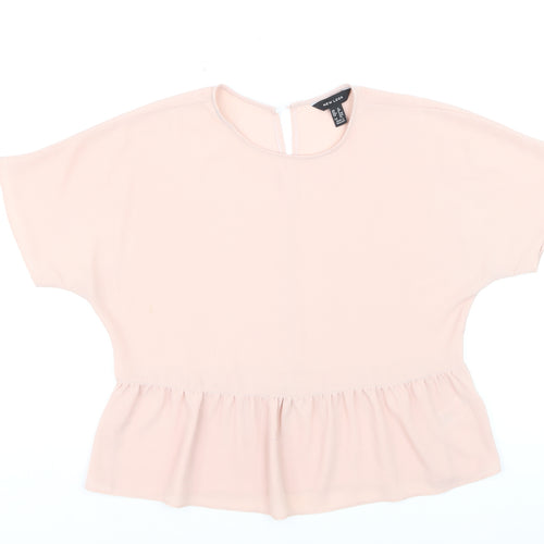 New Look Women Pink Peplum Blouse UK 12 Woven Lightweight Top