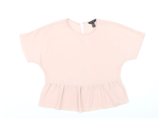 New Look Women Pink Peplum Blouse UK 12 Woven Lightweight Top