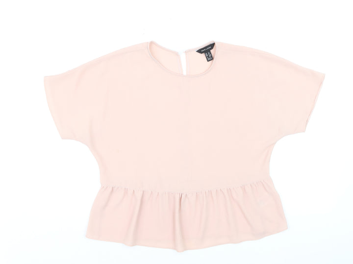 New Look Women Pink Peplum Blouse UK 12 Woven Lightweight Top