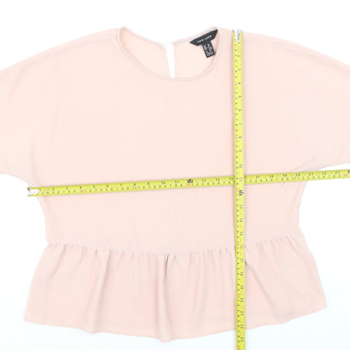 New Look Women Pink Peplum Blouse UK 12 Woven Lightweight Top