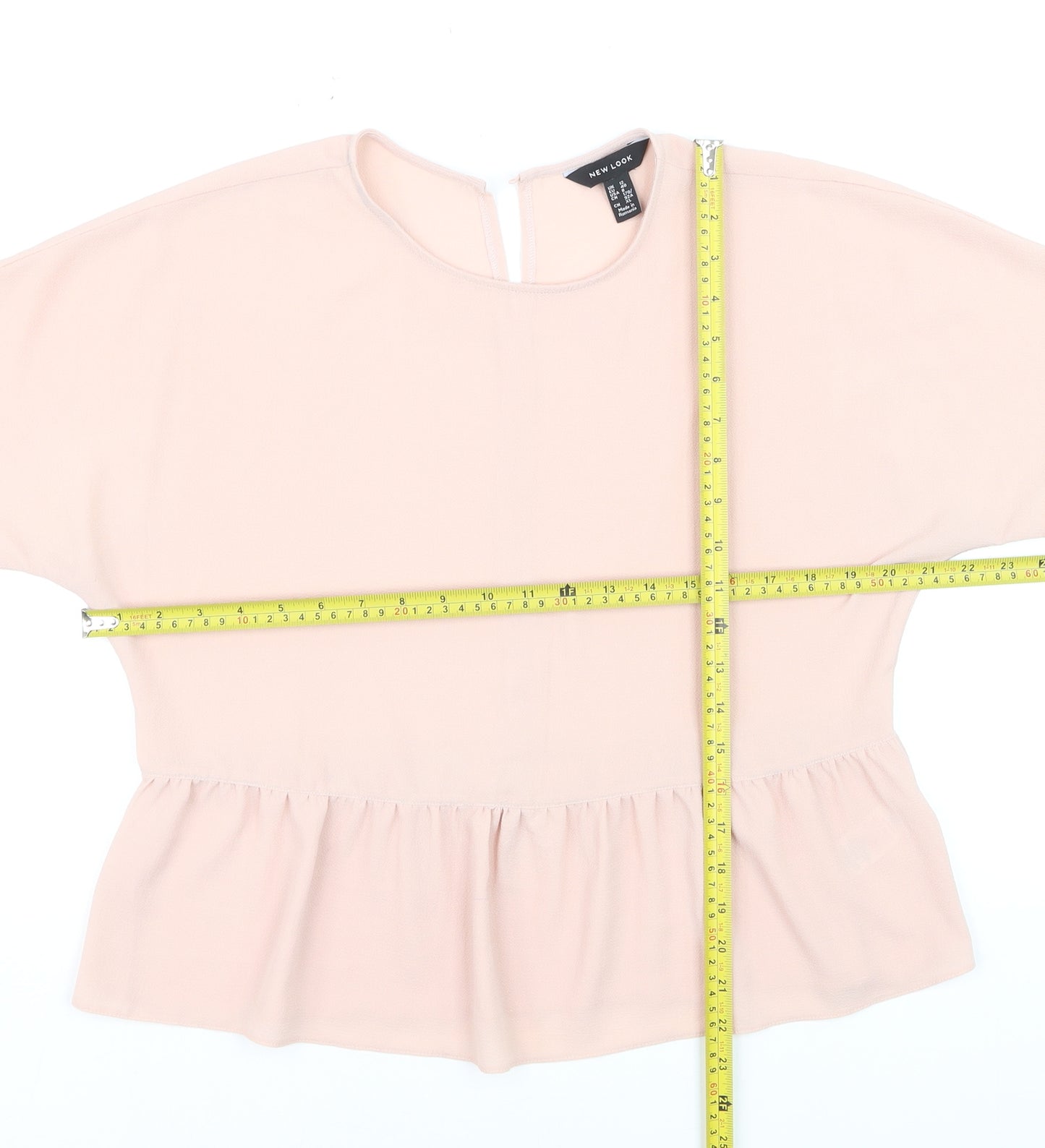 New Look Women Pink Peplum Blouse UK 12 Woven Lightweight Top