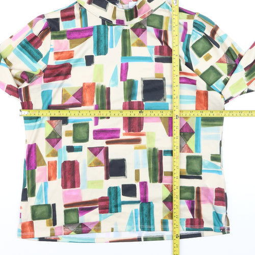 Tinta Women's Multicoloured Geometric High Neck Long Sleeve Tunic Blouse Size 16