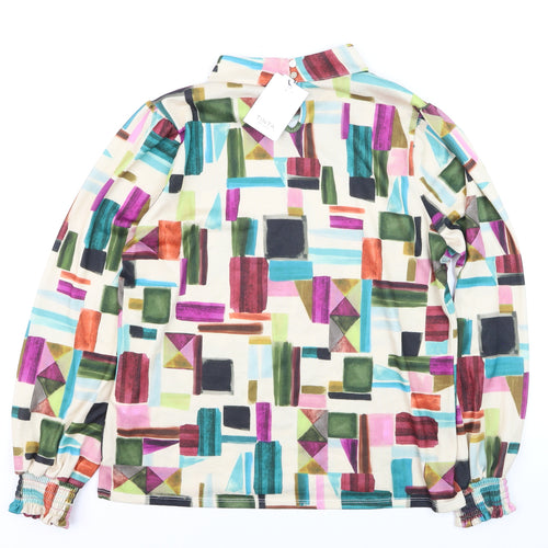 Tinta Women's Multicoloured Geometric High Neck Long Sleeve Tunic Blouse Size 16