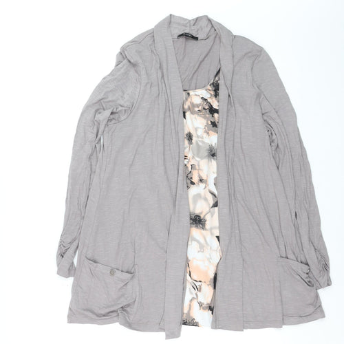 Dunnes Women Grey Floral Tunic Blouse Size 16 Long Sleeve