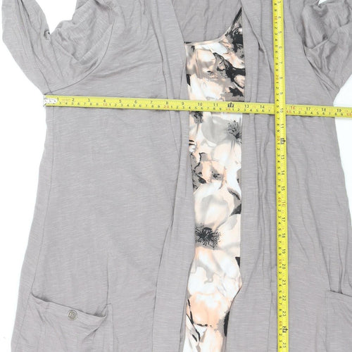 Dunnes Women Grey Floral Tunic Blouse Size 16 Long Sleeve