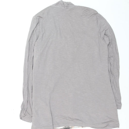 Dunnes Women Grey Floral Tunic Blouse Size 16 Long Sleeve