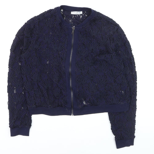 Gallery Women's Navy Blue Lace Full Zip Cardigan L
