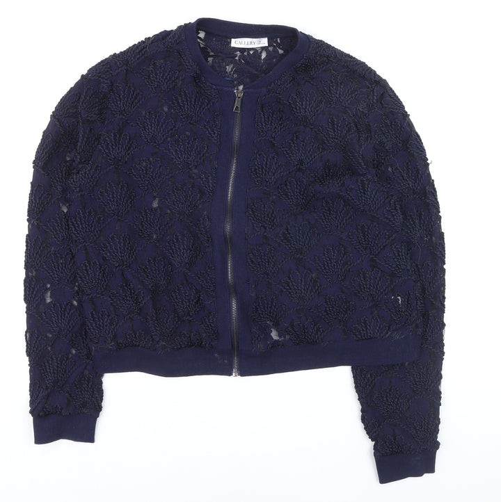 Gallery Women's Navy Blue Lace Full Zip Cardigan L