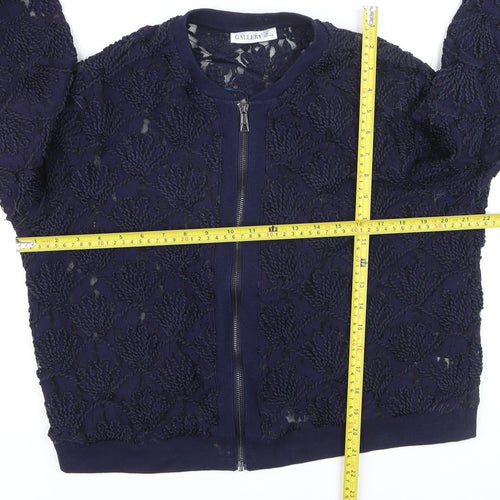 Gallery Women's Navy Blue Lace Full Zip Cardigan L
