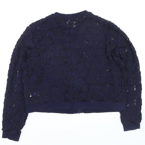 Gallery Women's Navy Blue Lace Full Zip Cardigan L