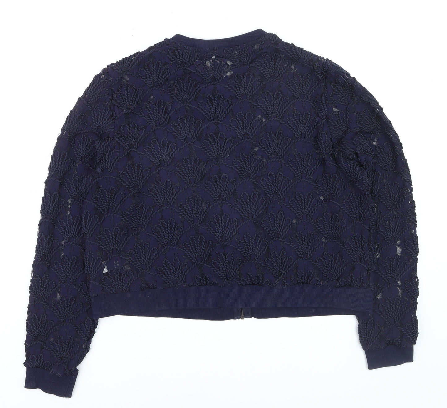 Gallery Women's Navy Blue Lace Full Zip Cardigan L