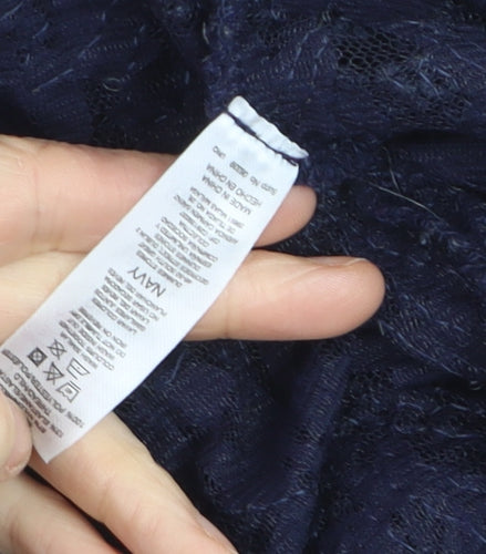 Gallery Women's Navy Blue Lace Full Zip Cardigan L