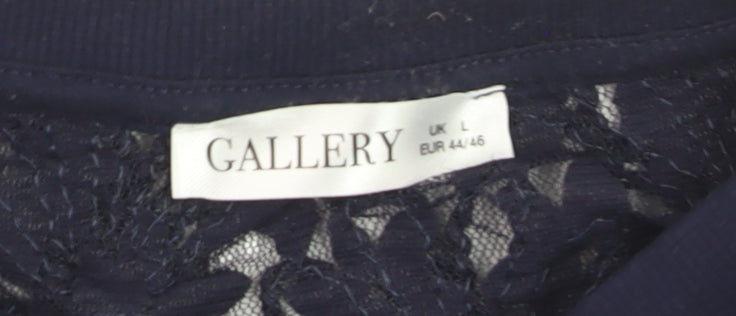 Gallery Women's Navy Blue Lace Full Zip Cardigan L