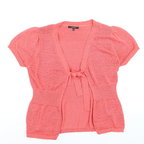 Dunnes Women Pink Short Sleeve Tie Front Wrap Knit Blouse Size 14
