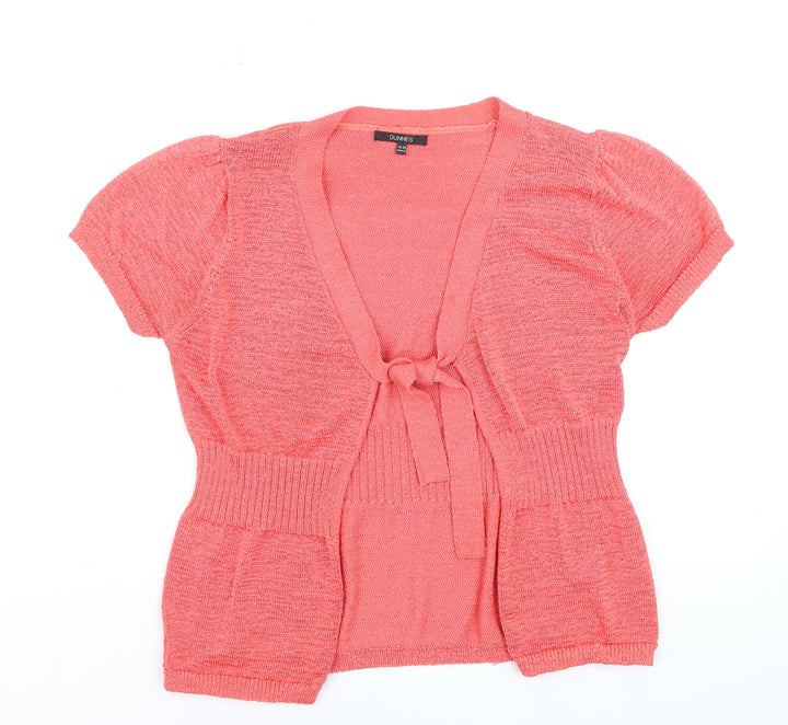 Dunnes Women Pink Short Sleeve Tie Front Wrap Knit Blouse Size 14