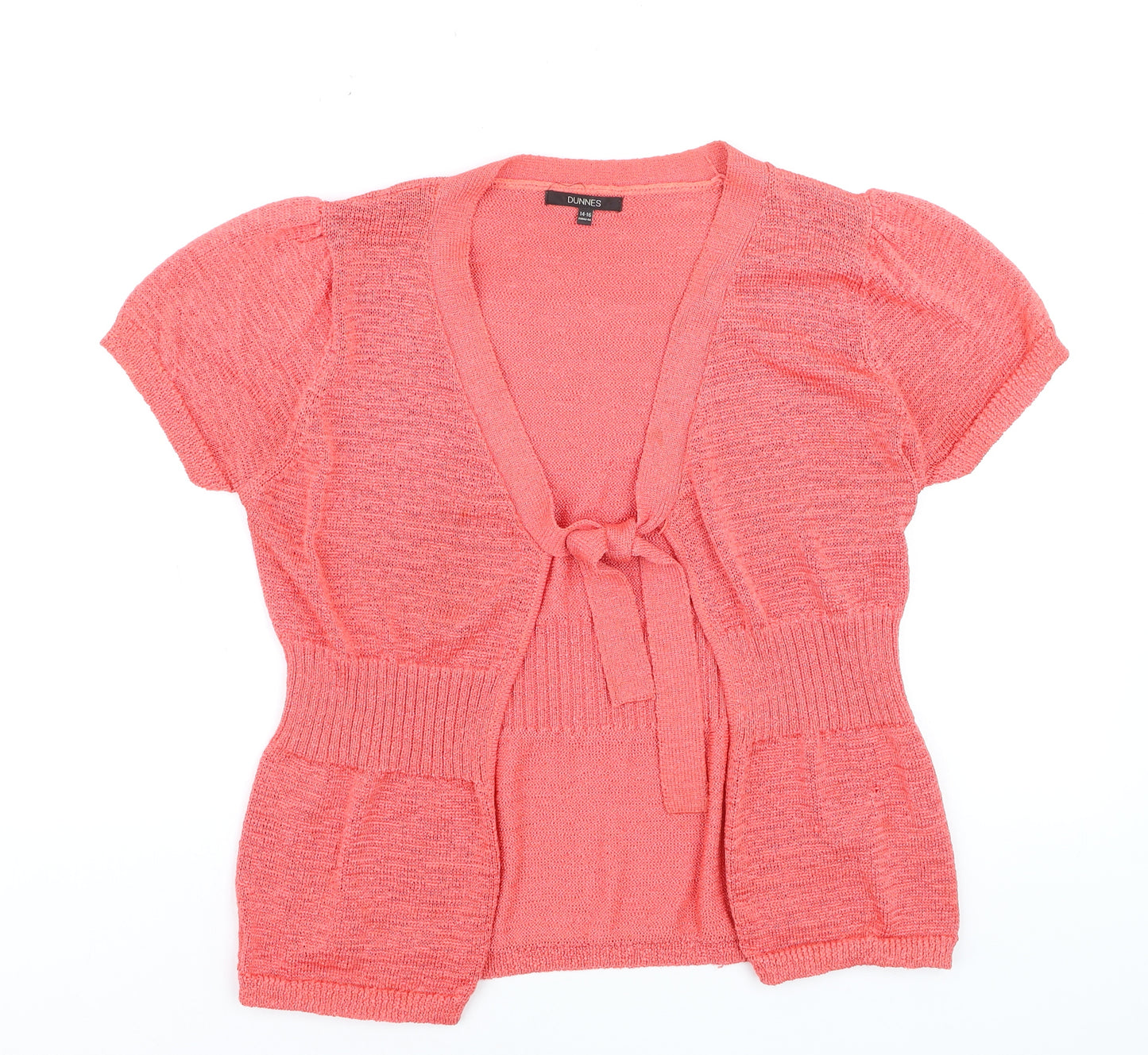 Dunnes Women Pink Short Sleeve Tie Front Wrap Knit Blouse Size 14