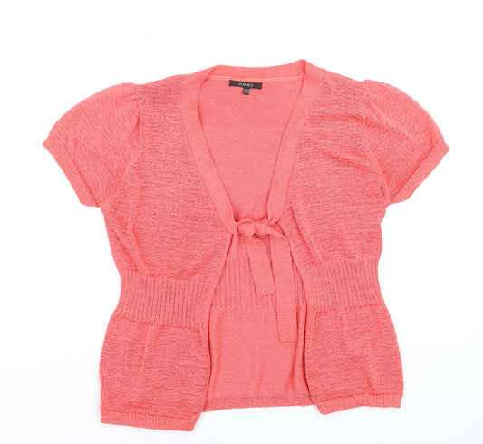 Dunnes Women Pink Short Sleeve Tie Front Wrap Knit Blouse Size 14