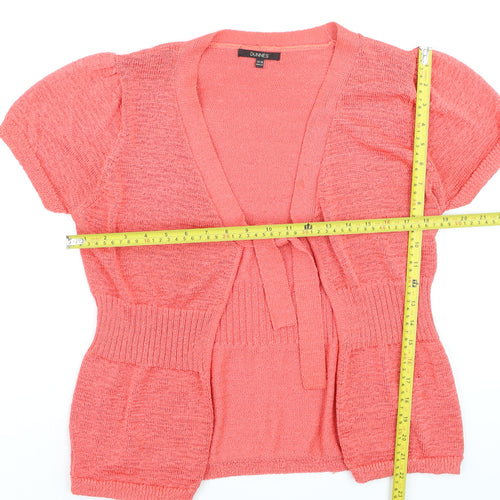 Dunnes Women Pink Short Sleeve Tie Front Wrap Knit Blouse Size 14