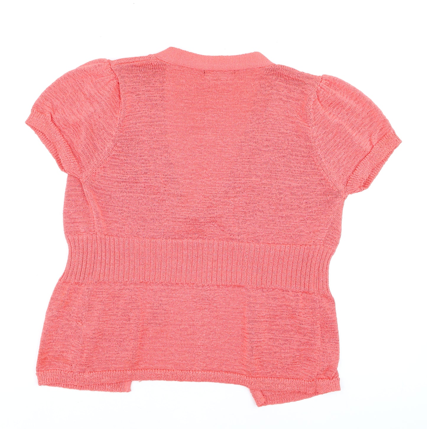 Dunnes Women Pink Short Sleeve Tie Front Wrap Knit Blouse Size 14