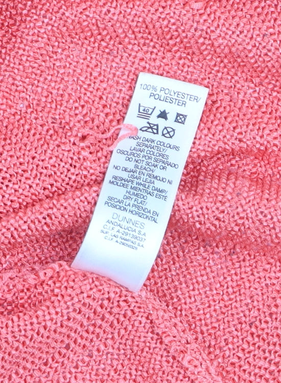 Dunnes Women Pink Short Sleeve Tie Front Wrap Knit Blouse Size 14