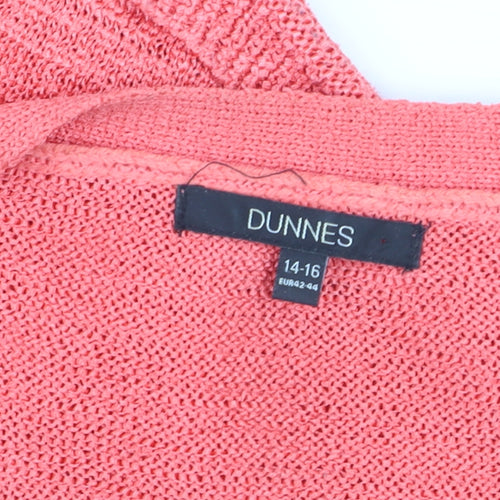 Dunnes Women Pink Short Sleeve Tie Front Wrap Knit Blouse Size 14