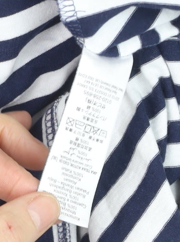 Next Womens Blue Striped Cotton Boat Neck T-Shirt Size 10
