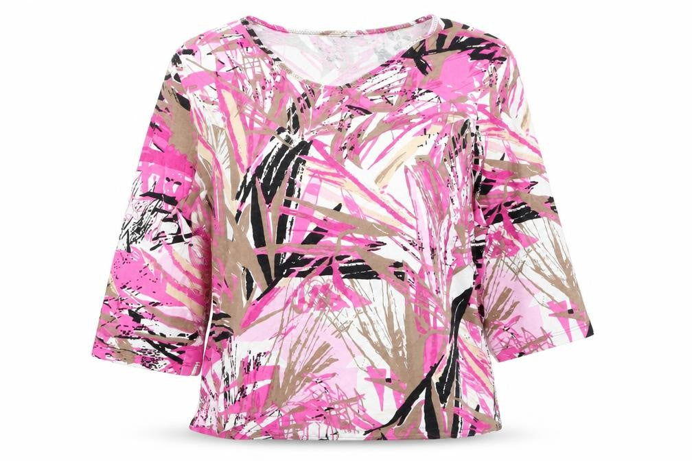 Front view of Barbara Lebek Women's Multicoloured Viscose Jersey T-Shirt, size 14