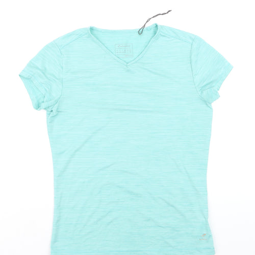 Energetics Womens Blue V-Neck Short Sleeve Activewear T-Shirt Size S