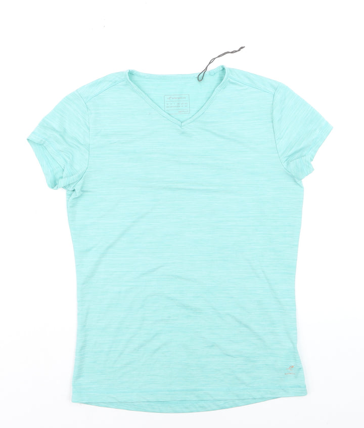 Energetics Womens Blue V-Neck Short Sleeve Activewear T-Shirt Size S
