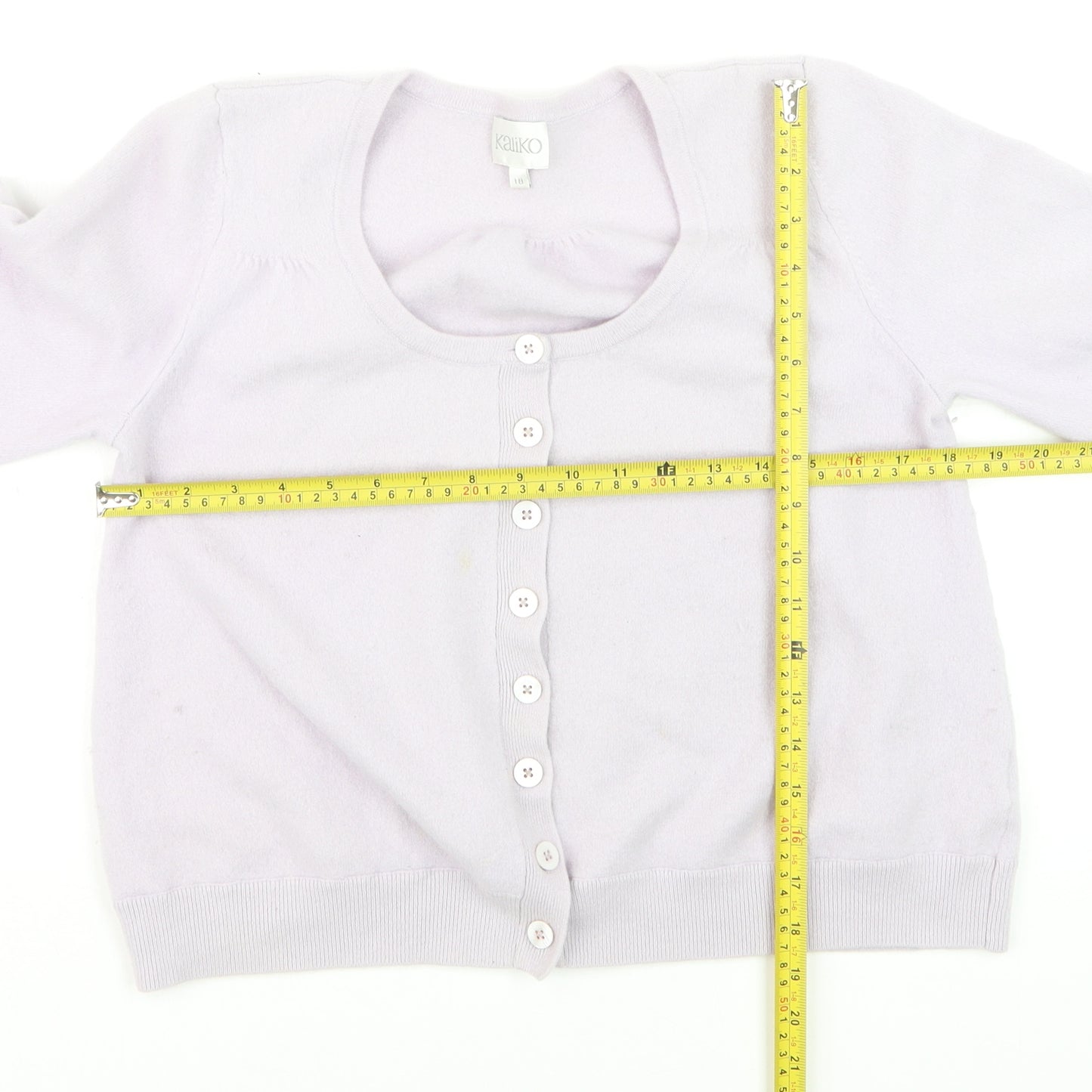 Kaliko Women Lilac 100% Cashmere Cardigan Size 18 Short Sleeve