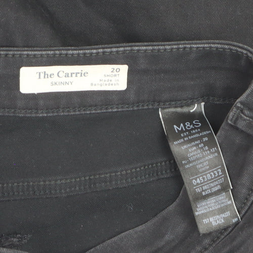 Marks and Spencer Women Black Size 20 Short Skinny Jeans