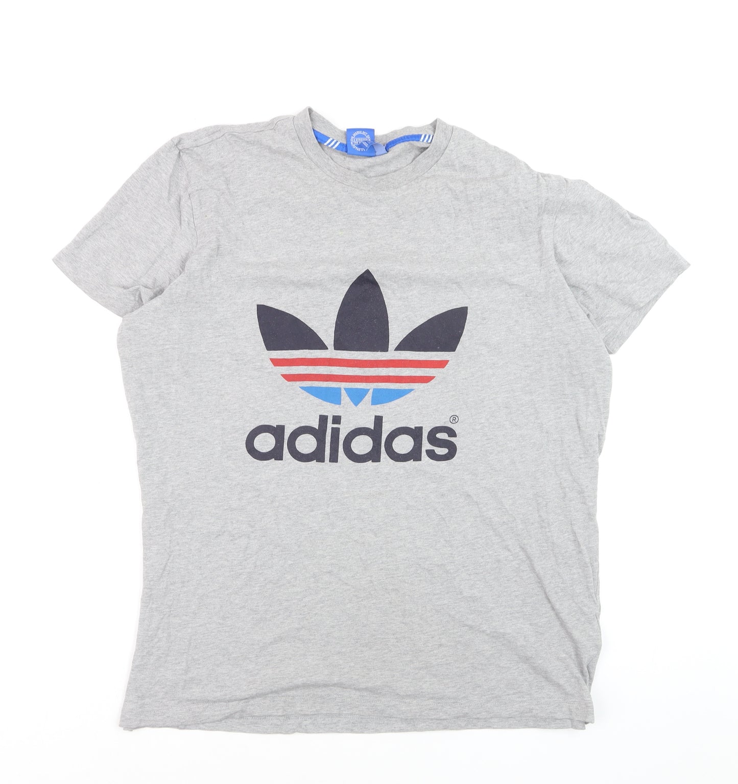 Adidas Men's Grey Trefoil Logo Crew Neck Short Sleeve T-Shirt XL
