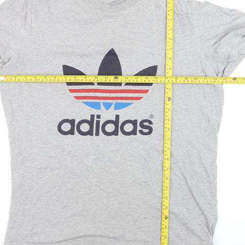 Adidas Men's Grey Trefoil Logo Crew Neck Short Sleeve T-Shirt XL