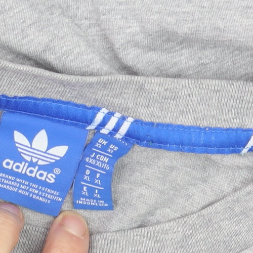 Adidas Men's Grey Trefoil Logo Crew Neck Short Sleeve T-Shirt XL