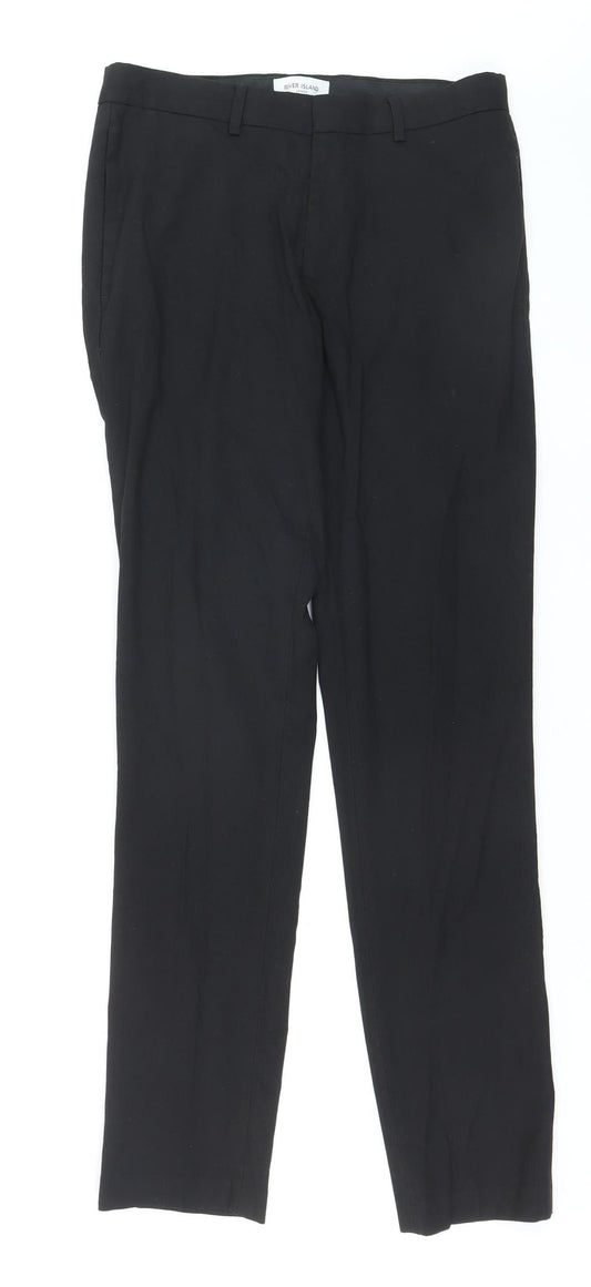 River Island Women's Black Chino Trousers Size 12 Regular Fit Workwear