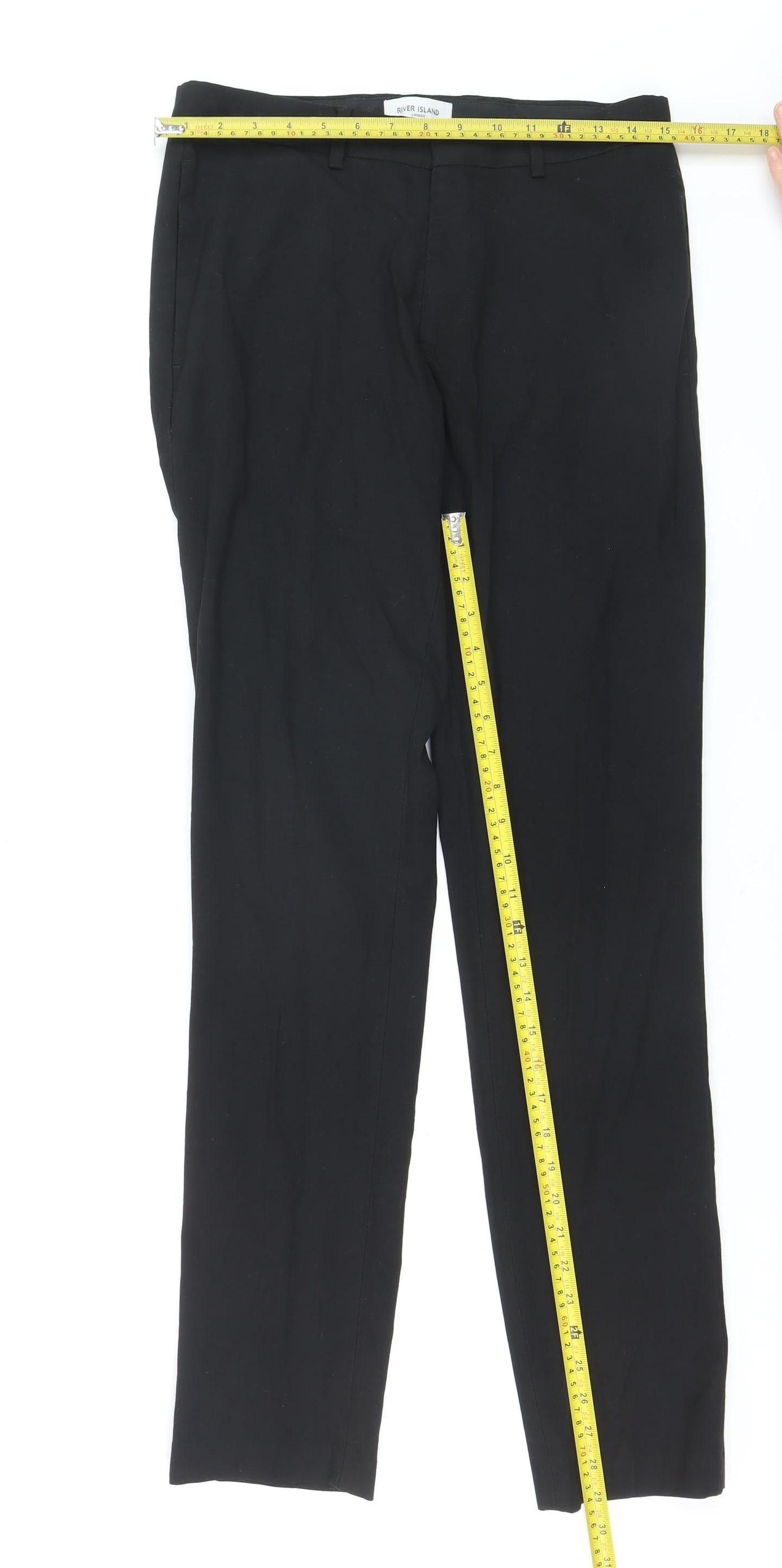 River Island Women's Black Chino Trousers Size 12 Regular Fit Workwear