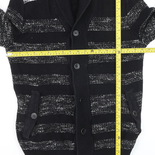 Calvin Klein Jeans Men's Black Striped Shawl Collar Cardigan M