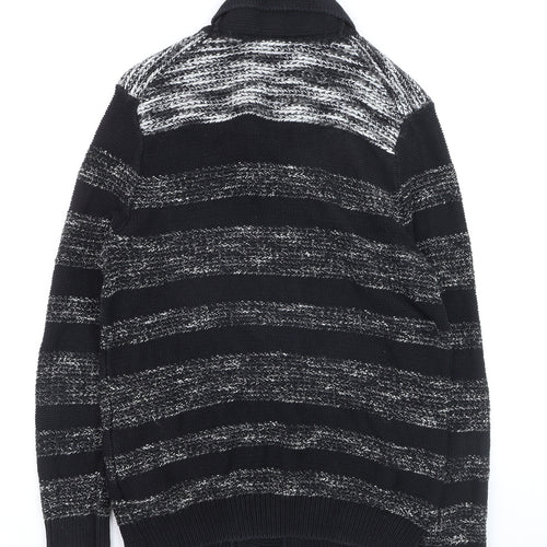 Calvin Klein Jeans Men's Black Striped Shawl Collar Cardigan M