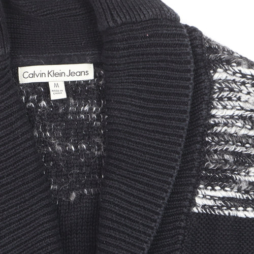 Calvin Klein Jeans Men's Black Striped Shawl Collar Cardigan M