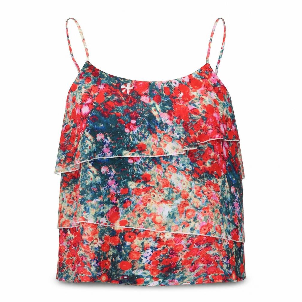 Front view of Oasis women’s multicoloured floral camisole top, size UK 10