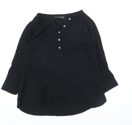 Atmosphere Women Black Size 12 Henley Tunic Blouse
