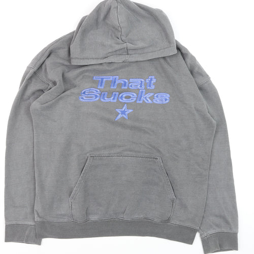 Hoxton Chic Men's Grey Pullover Hoodie M Funny Graphic Fleece