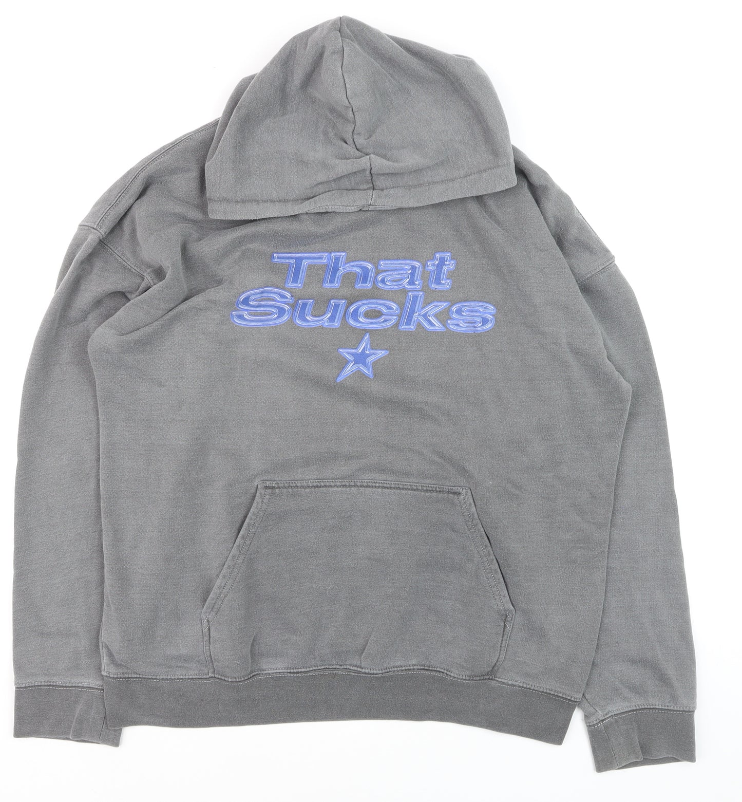 Hoxton Chic Men's Grey Pullover Hoodie M Funny Graphic Fleece