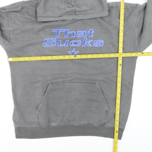 Hoxton Chic Men's Grey Pullover Hoodie M Funny Graphic Fleece