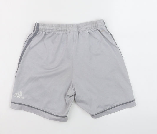 Adidas Boys Grey 11-12 Years Athletic Sports Shorts Elastic Waist