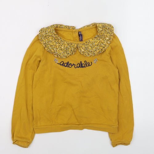 Sergent Major Girls Yellow Floral Collar Long Sleeve Top Size 7 Years
