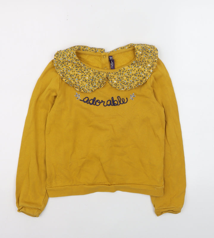 Sergent Major Girls Yellow Floral Collar Long Sleeve Top Size 7 Years